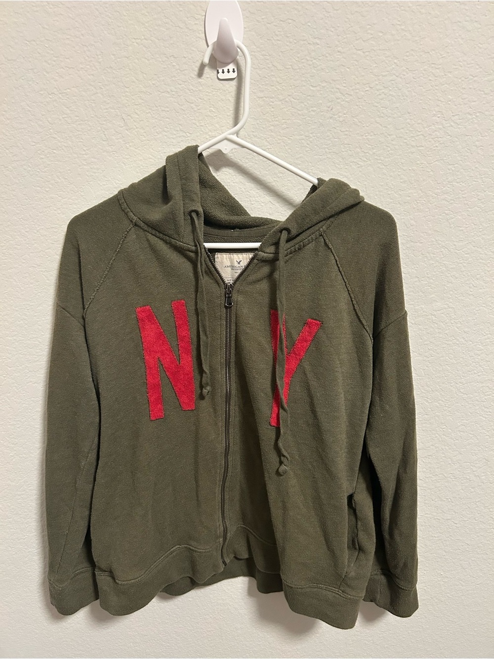 American Eagle New York Big Apple Terry Zip Up Hoodie Sweatshirt - Size Medium